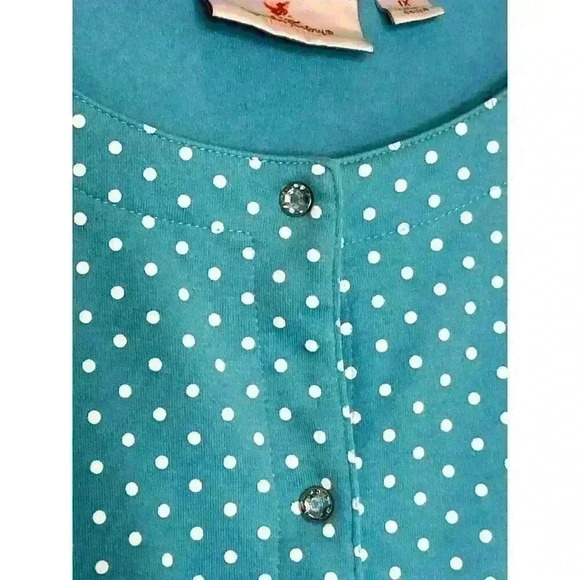 Quacker Factory Jeanne Bice Cardigan 1X Rhinestone Snaps dots blue - Picture 3 of 7